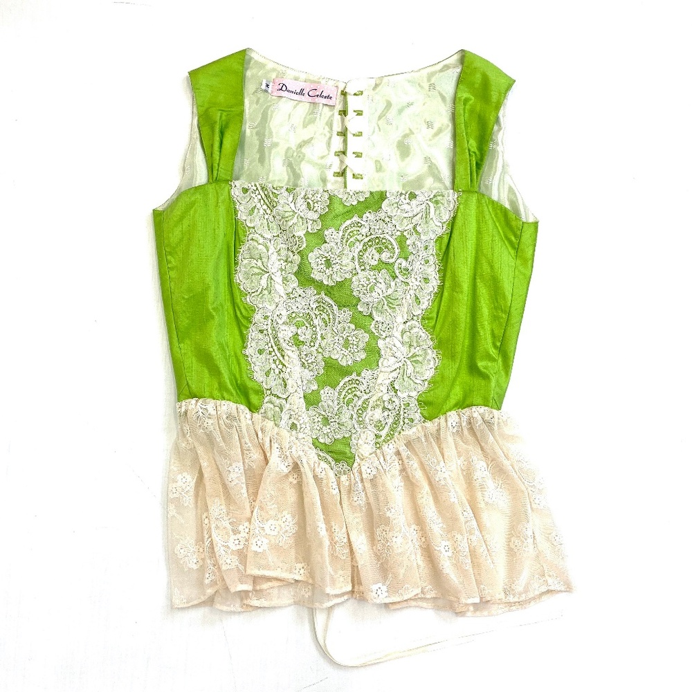 DO YOU LARP? Apple Green Silk Camisole with Lace